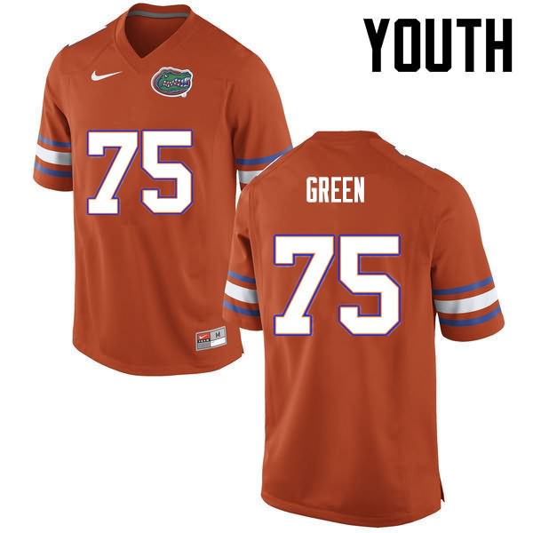 NCAA Florida Gators Chaz Green Youth #75 Nike Orange Stitched Authentic College Football Jersey JUO2264PB